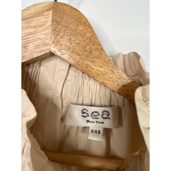 Sea NY Layla Quilted Puff Sleeve Cotton Ruffle Top Women's Tan Size: XXS NWOT - Picture 5 of 9